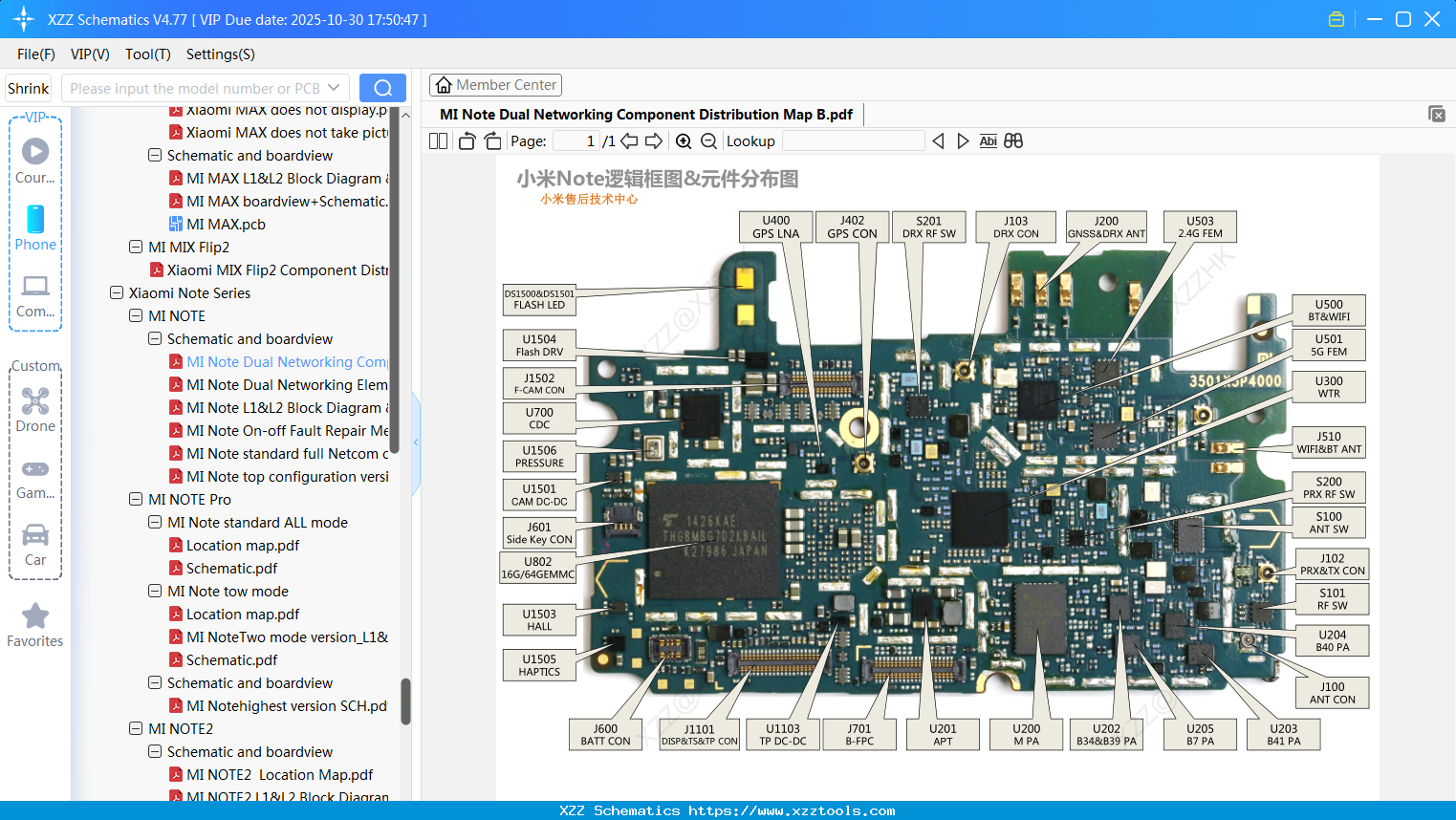 Xiaomi MI Note Dual Networking Component Distribution Map B